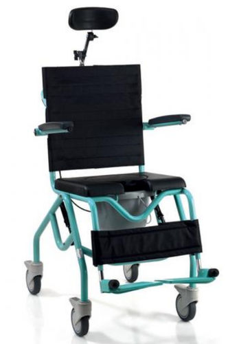 Shower chair with armrests - GR312 - Nuova Blandino - on casters / with footrest / with bucket