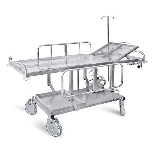 Transfer stretcher trolley - D01 - DEMERTZI M & Co - hydraulic / height-adjustable / 2 sections