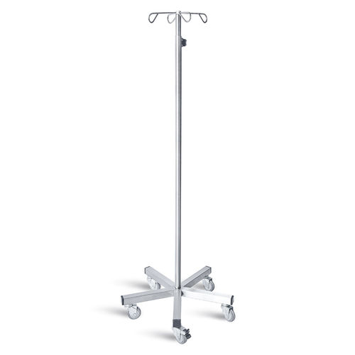 IV pole on casters - D-68 - DEMERTZI M & Co - 4-hook / stainless steel / height-adjustable
