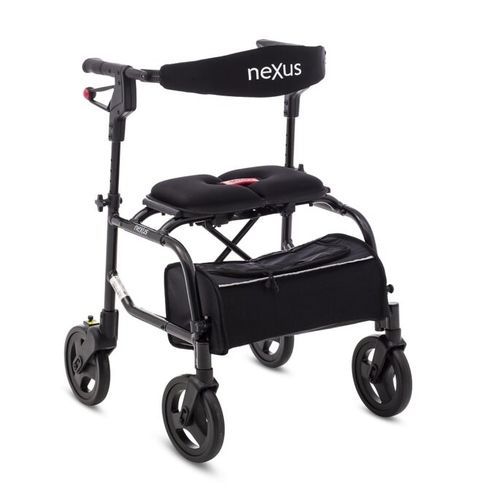 4-wheel rollator - NeXus 3 - Human Care Group - with seat / with basket / folding