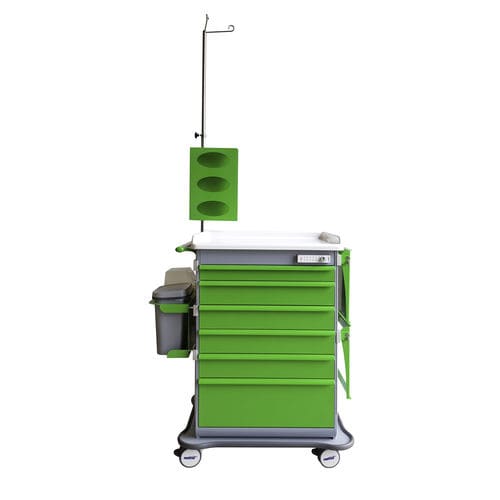 Nursing trolley - MATTTEO - with drawer / with IV pole / with side bin