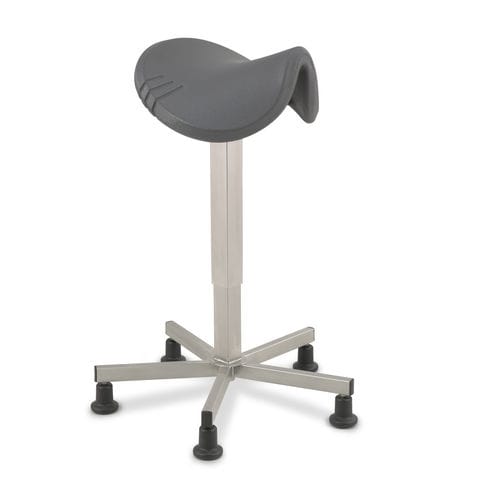 Laboratory stool - Amazone Stainless Steel glides - Score BV - on casters / saddle seat / stainless steel