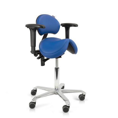 Chair with armrests - Barrage Jumper - Score BV - on casters / with high backrest / saddle seat