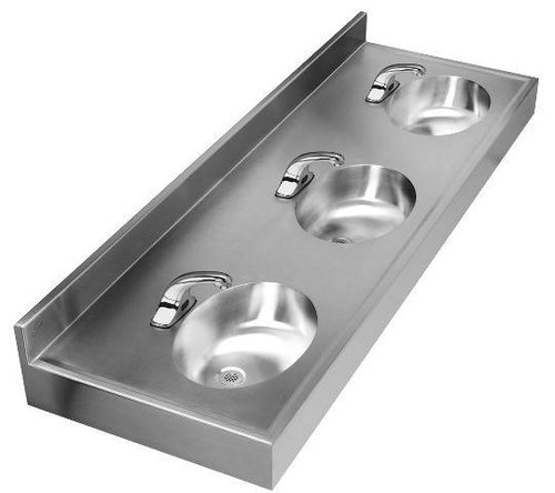 3-station sink - JLAV-72-24 - Just Manufacturing - stainless steel / wall-mount