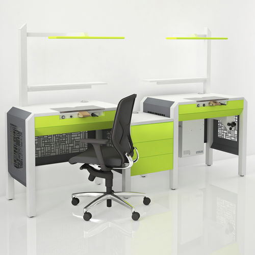Dental laboratory workstation with light - COMP.12 - CATO - with drawers / double
