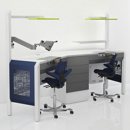Dental laboratory workstation with light - COMP.13 - CATO - with drawers / double
