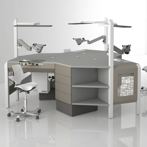 Dental laboratory workstation with light - COMP.17 - CATO - with drawers / modular