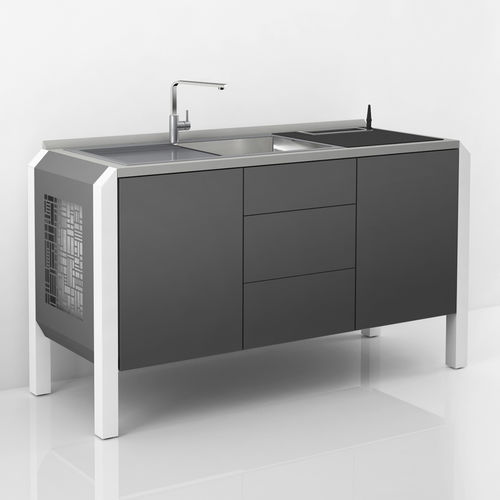 Dental laboratory workstation with sink - COMP.23 - CATO - with footrest / modular