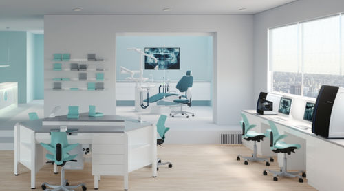 Training dental laboratory workstation - PROGETTO 2 - CATO - with shelves / with light / with monitor