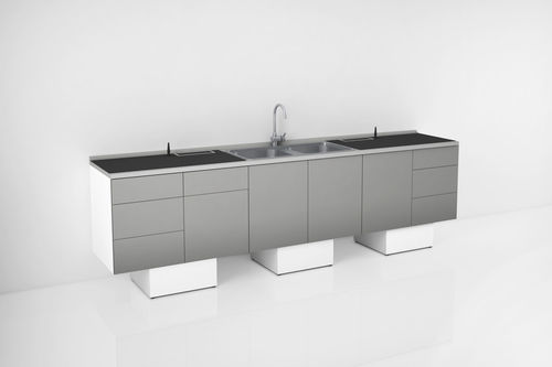 Dental laboratory workstation with sink - COMBY - CATO - with shelves / with drawers