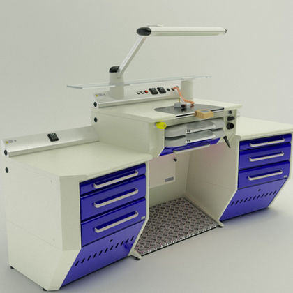 Dental laboratory workstation with light - Operativa 4  - CATO - with footrest