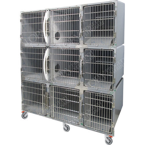 9-compartment veterinary cage - GA020 - Lory Progetti Veterinari srl - on casters / stainless steel / PVC