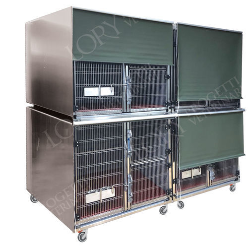 Modular veterinary cage - GASELV001 - Lory Progetti Veterinari srl - two-level / on casters / stainless steel