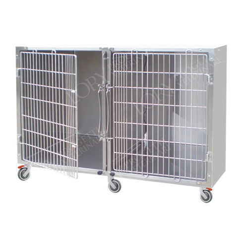 2-compartment veterinary cage - GA031 - Lory Progetti Veterinari srl - on casters / stainless steel / PVC