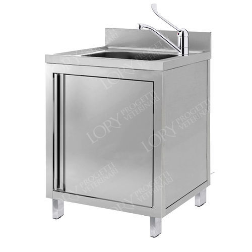 Veterinary clinic cabinet - MO042 - Lory Progetti Veterinari srl - with sink / with door / stainless steel