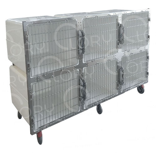 6-compartment veterinary cage - GAPVC006 - Lory Progetti Veterinari srl - two-level / on casters / PVC