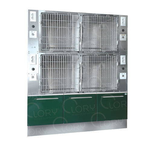 4-compartment veterinary cage - GAANE002-NG - Lory Progetti Veterinari srl - two-level / stainless steel / 4-unit