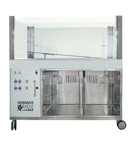 Intensive care veterinary cage - INT003 - Lory Progetti Veterinari srl - modular / on casters / stainless steel