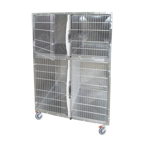 4-compartment veterinary cage - GA011 - Lory Progetti Veterinari srl - two-level / on casters / stainless steel