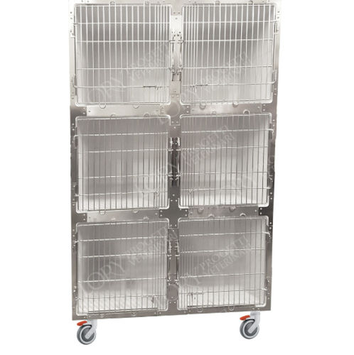 6-compartment veterinary cage - GAPVC002 - Lory Progetti Veterinari srl - on casters / PVC