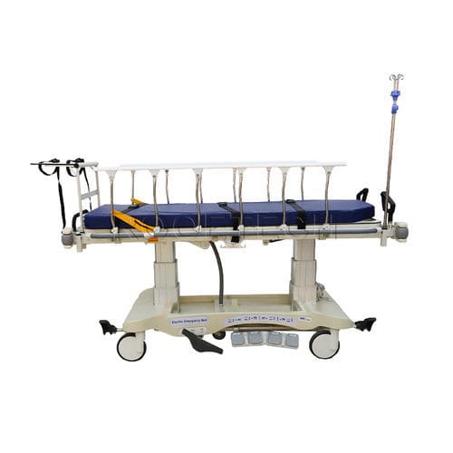 Transport stretcher trolley - BD111BD Plus Powered - Rooe Medical - electric / folding / height-adjustable