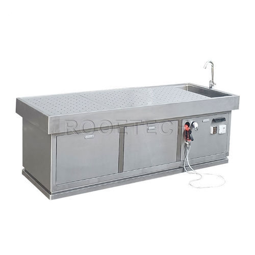 Height-adjustable embalming table - GA2003B - Rooe Medical - stainless steel / ventilated