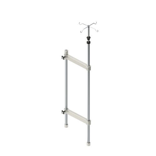 Rail-mounted IV pole - INMED S.A. - 4-hook / telescopic / stainless steel