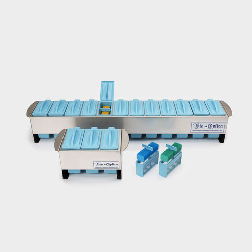 Stainless steel staining tank - 10-10 - BIO-OPTICA Milano - with support