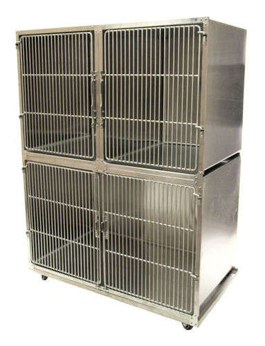 4-compartment veterinary cage - TITAN - Tristar Vet - stainless steel / 2-shelf