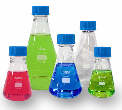 Laboratory flask - hybex&trade; - BENCHMARK SCIENTIFIC - glass / borosilicate glass / Erlenmeyer