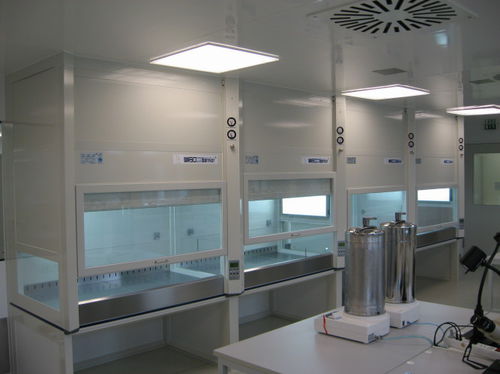 Clean room fume hood - E1 - Weiss GWE GmbH - floor-standing / laminar flow