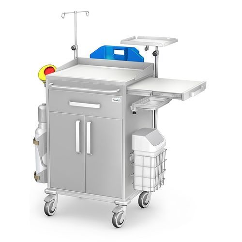 Emergency trolley - REN/KO series - TECHMED - stainless steel / plastic / with tray