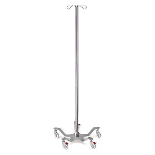 IV pole on casters - SMP  - TECHMED - 4-hook / 2-hook / stainless steel