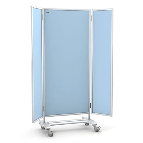 Mobile hospital screen - PM series - TECHMED - on casters / 3-panel / aluminum