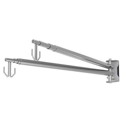 2-hook IV pole - KO-2m double - TECHMED - telescopic / stainless steel