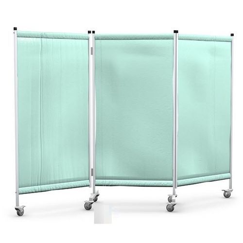 Hospital screen on casters - PJ-03 - TECHMED - mobile / with curtain / stainless steel