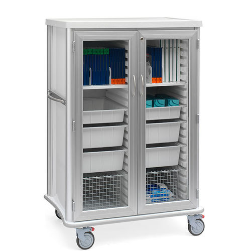 Storage cart - Roam .75 - Solaire Medical - 2-door / with tray / with basket
