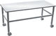 work table / rectangular / stainless steel / on casters