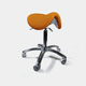 doctor's office stool / height-adjustable / on casters / saddle seat