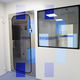 clean room door / pivoting / stainless steel
