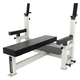 flat weight training bench / with barbell rack