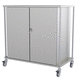 transport trolley / stainless steel / 3-shelf / closed-structure