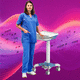 panel PC computer cart / point-of-care / height-adjustable / battery-powered