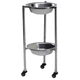 double bin surgical basin stand / trolley-mounted / stainless steel