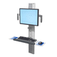 wall-mounted monitor support arm / medical / with keyboard arm / folding