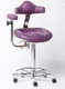 dental stool / height-adjustable / on casters / with backrest