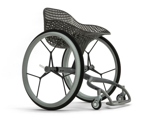 The seat and the footrest are 3D-printed.