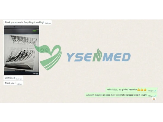 YSENMED YSX056-PE VET portable veterinary DR unit is working well in a vet clinic in Russia.