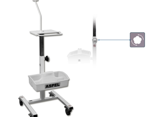 Trolley with stepped height adjustment