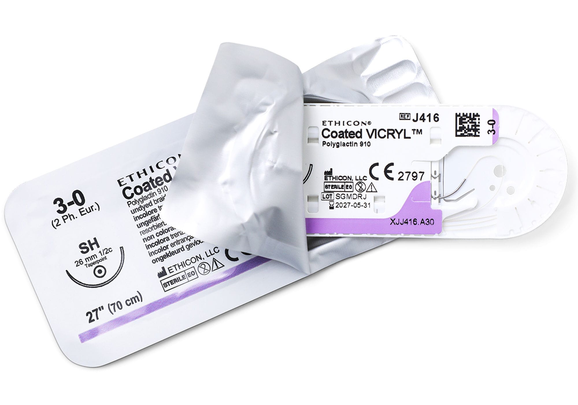 吸収性縫合糸 - VICRYL™ - Ethicon - 10-0 / 9-0 / 8-0